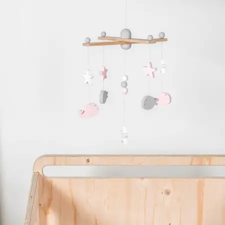 Mobile Meerestiere Rosa Weiß Baby Kinderzimmer deko
